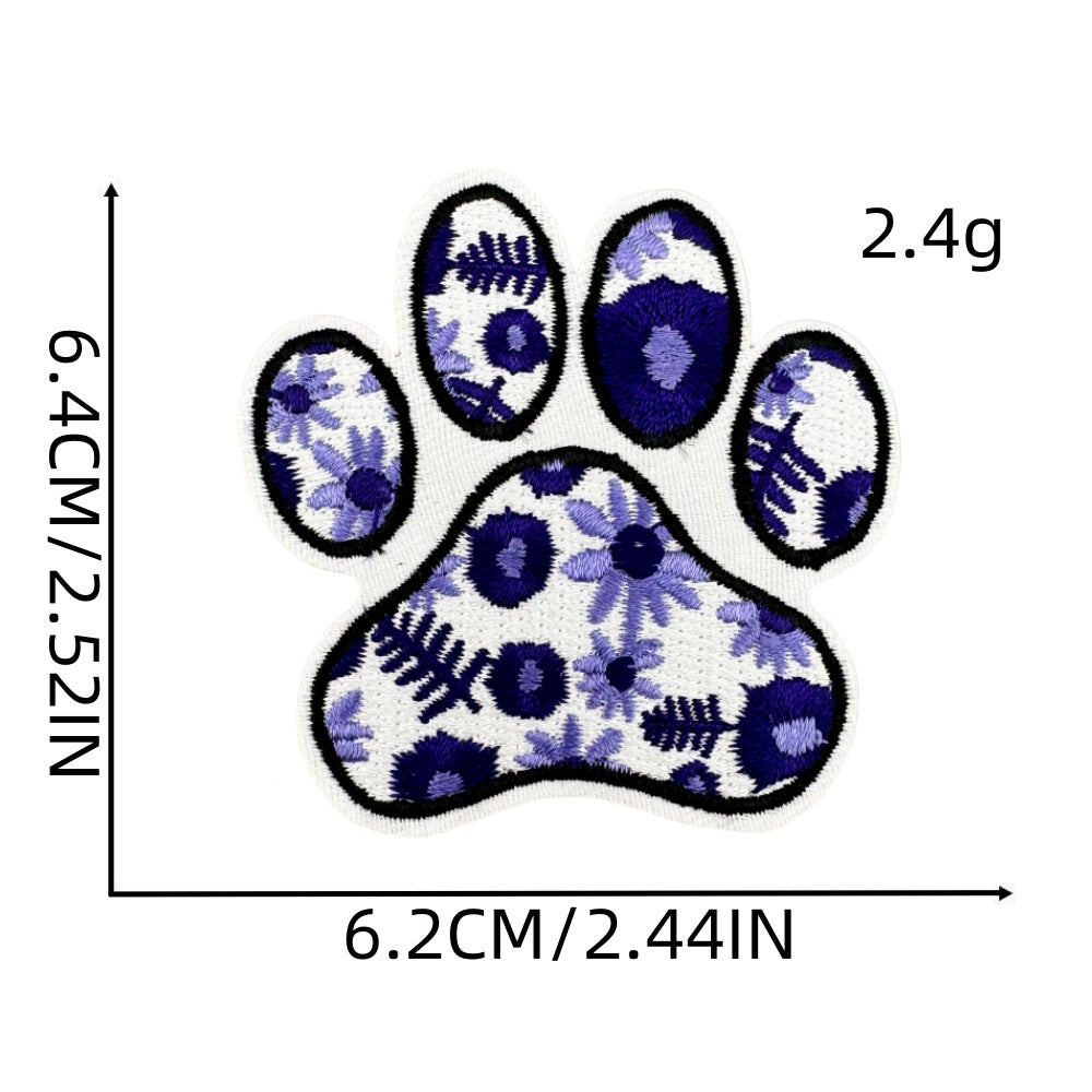 colorful animal paw print embroidered patches iron on