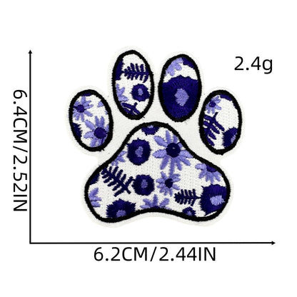 colorful animal paw print embroidered patches iron on