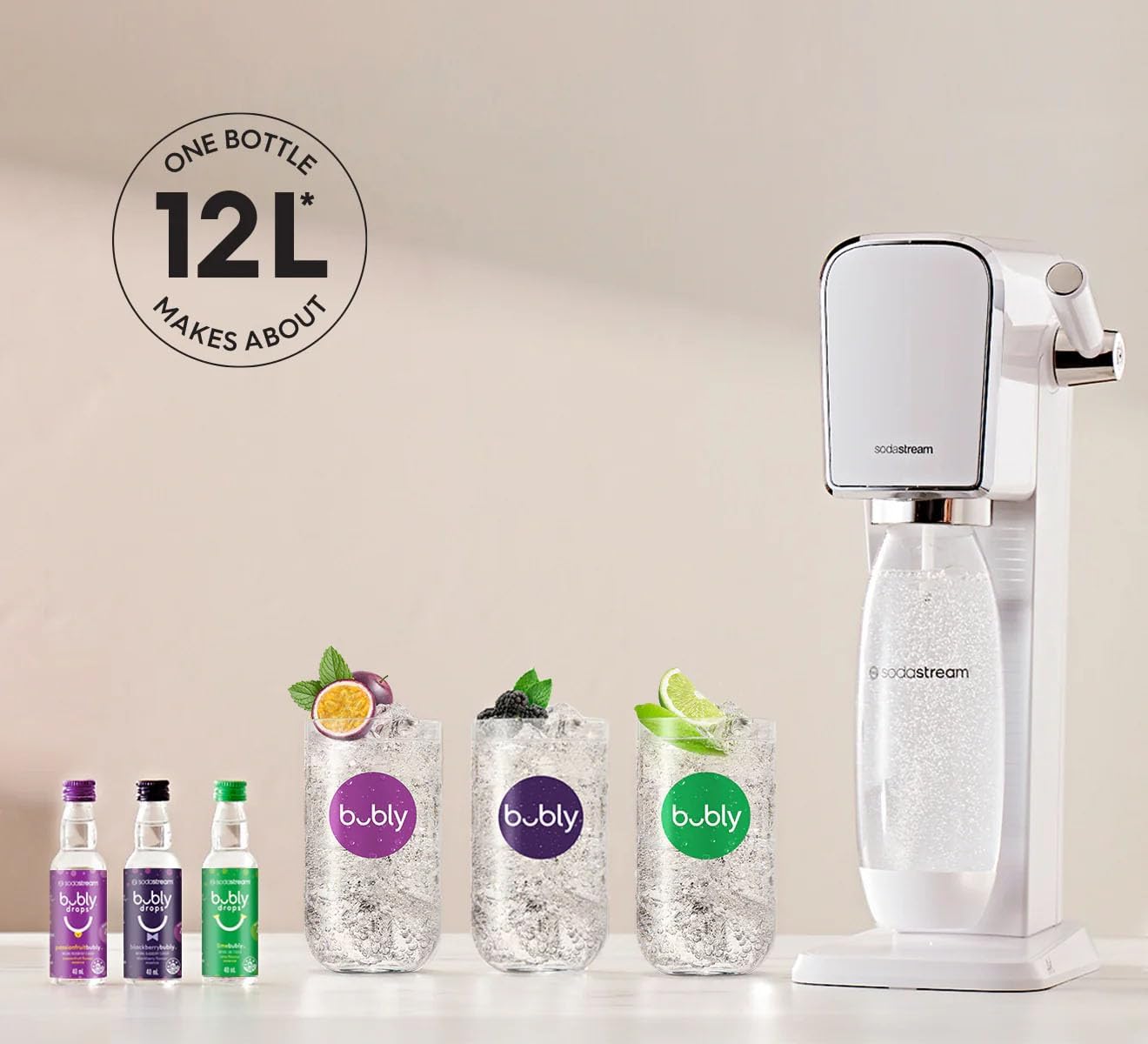 2026 SodaStream Terra Machine à Eau Pétillante Bundle (Noir), avec CO2, Bouteilles Compatibles Lave-Vaisselle et Arômes Bubly Drops