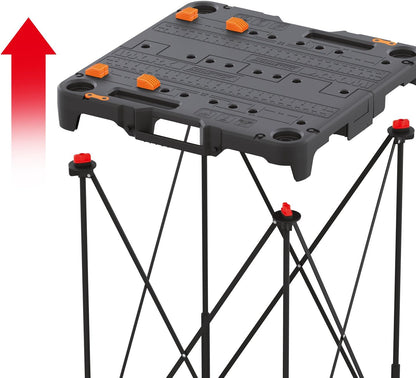 2026 Table de Travail et Chevalet Pliant 2-en-1 Worx Pegasus, Banc de Travail Portable Facile à Installer, 31" L x 25" P x 32" H, Léger avec Haute Capacité de Charge, WX051 - Inclut 2 Serres et 4 Brides