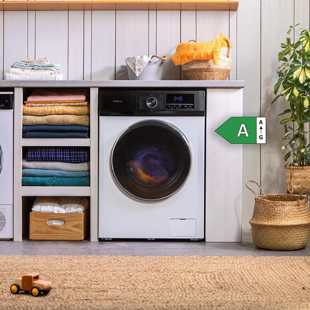 Cecotec Bolero Dresscode 10500 Inverter Steel A. Lave-linge 10 kg Steel, 1400 tr/min, Moteur Inverter Plus, Vapeur, Classe A.
