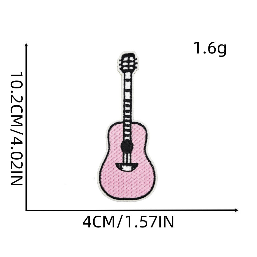 colorful guitar embroidered patches music instrument iron on