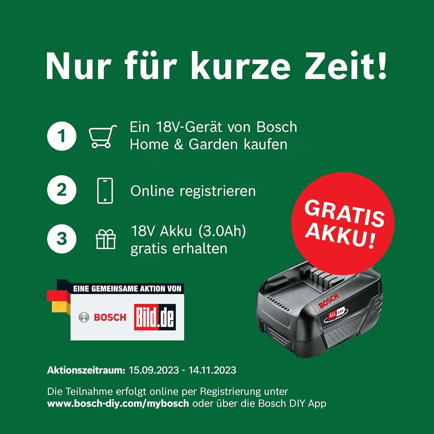 Bosch tondeuse à gazon sans fil CityMower 18V-32-300 (18 V, 1x batterie 4,0 Ah, Moteur Brushless, largeur de coupe : 32 cm, tond jusqu’à 300 m², dans une boîte en carton)