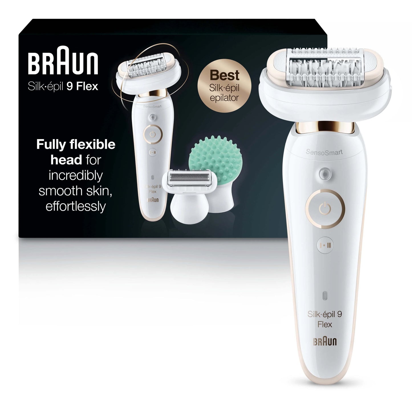 2026 Braun Silk-épil 9 Flex 9-020 - Épilateur pour Femmes, Blanc/Or