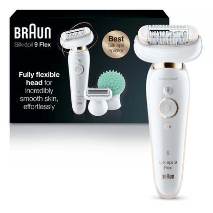 2026 Braun Silk-épil 9 Flex 9-020 - Épilateur pour Femmes, Blanc/Or