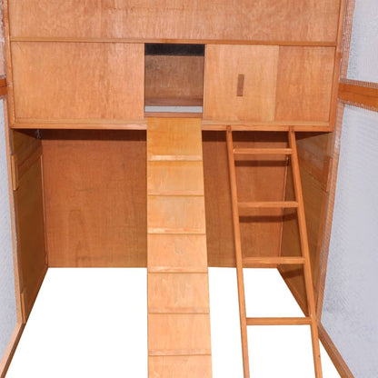 Poulailler en pin 2026, 295 x 163 x 170 cm, pondoir marron, élevage en plein air.
