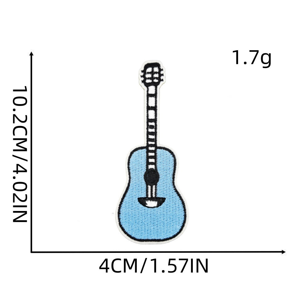 colorful guitar embroidered patches music instrument iron on