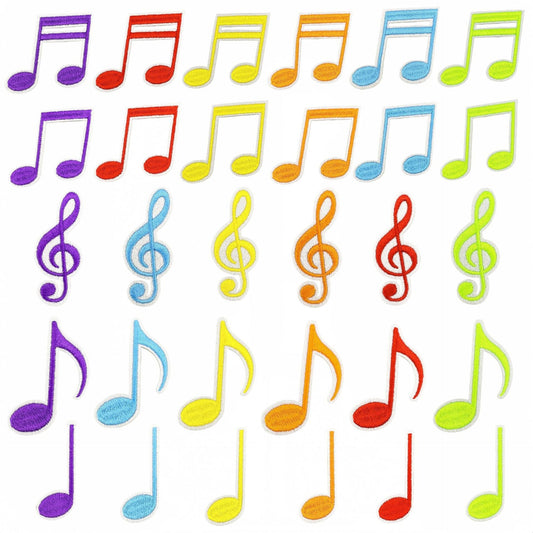 colorful music note embroidered patches iron on