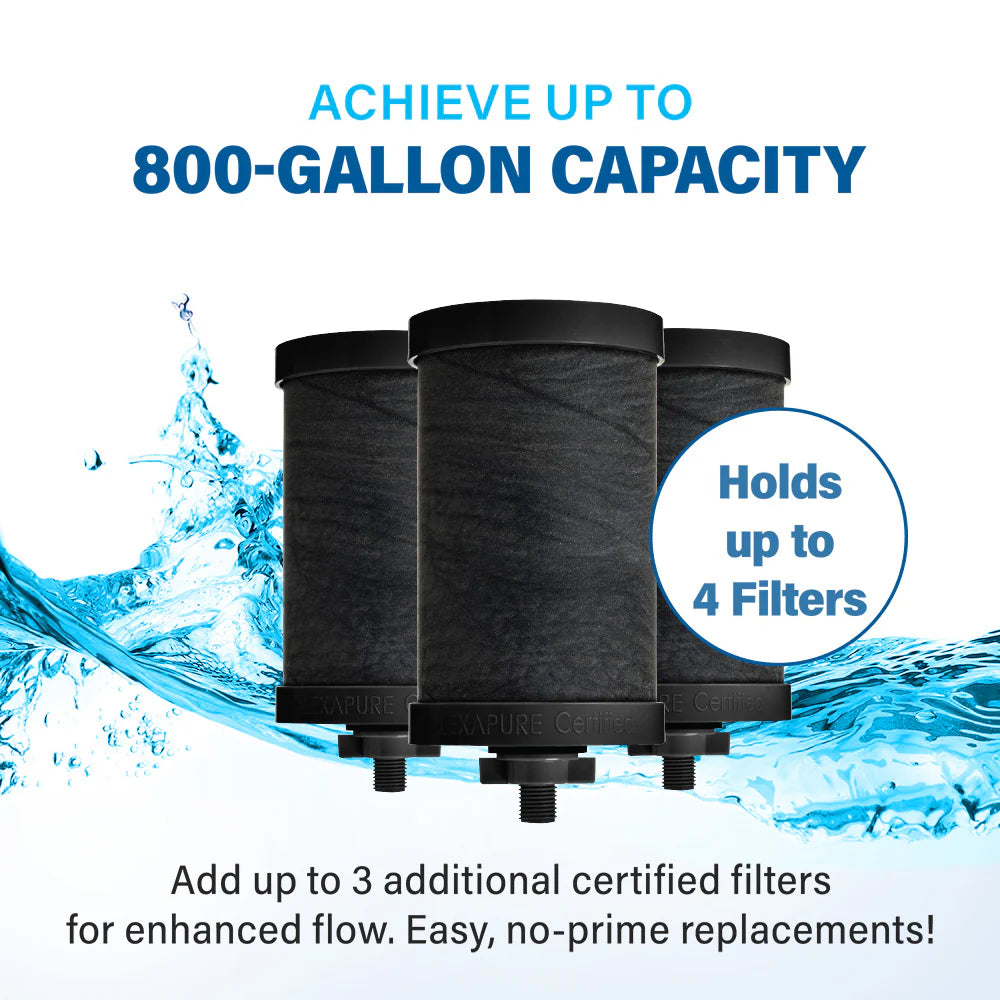 2026 Alexapure Pro Système de Filtration d’Eau par Gravité – Purificateur d’Eau Domestique en Acier Inoxydable Réduit 206 Contaminants, Sans Électricité, Facile à Installer et à Entretenir