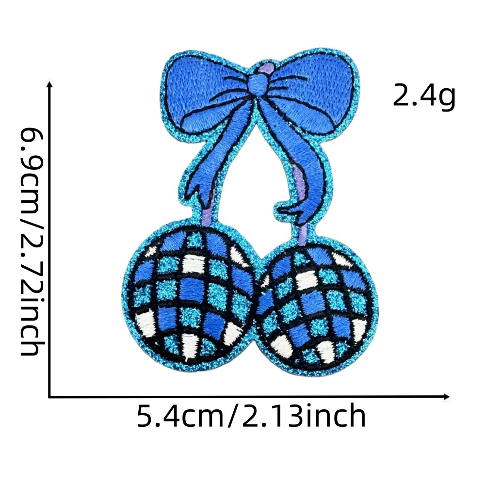 checkered fruit embroidered patches sparkling design iron on