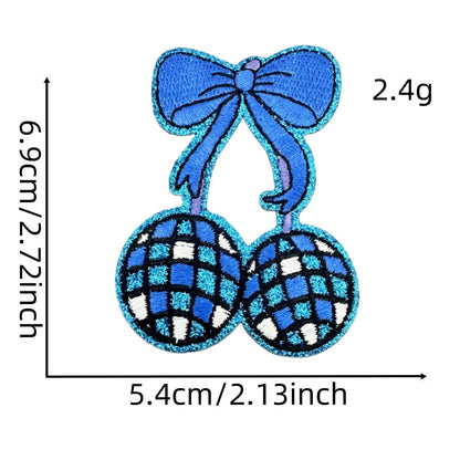 checkered fruit embroidered patches sparkling design iron on