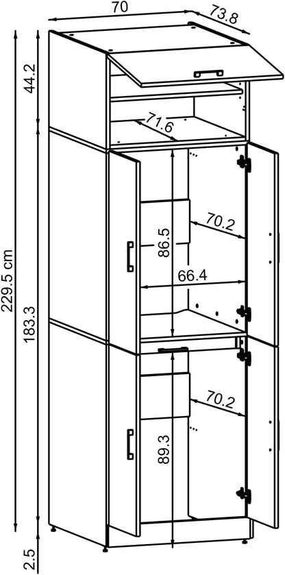 ROOMART Dora Armoire de machine à laver, pour sèche-linge et machine à laver, en 4 couleurs, avec portes et planche coulissante (chêne anthracite)