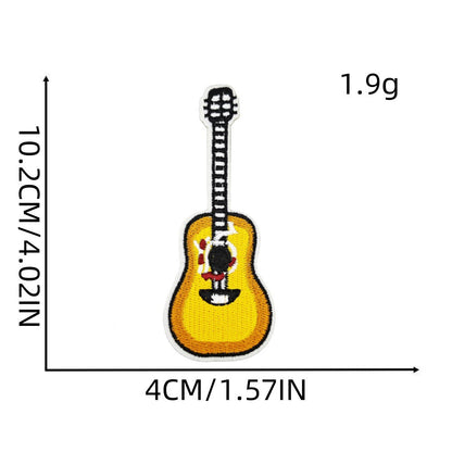 colorful guitar embroidered patches music instrument iron on