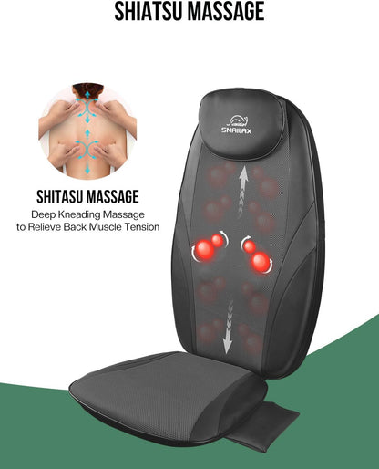 2026 Coussin de Massage Shiatsu Snailax avec Chaleur – Coussin de Fauteuil Massant pour Dos, Massage Kneading pour Maison et Bureau