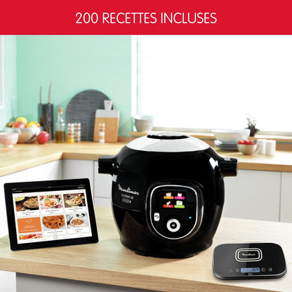 Connect Multicuiseur Intelligent Haute Pression Balance et Moule Inclus 6L 200 Recettes 6 Modes de Cuisson Guide Pas à Pas Application Mon Cookeo CE859800, 6 liters, Noir