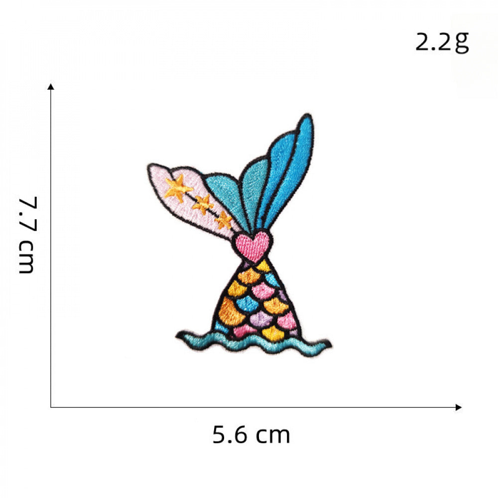 mermaid tail embroidered patches colorful ocean peel and stick