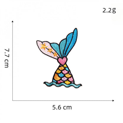 mermaid tail embroidered patches colorful ocean peel and stick