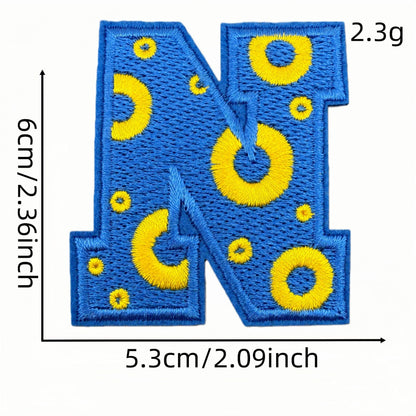 26 letter embroidered patches polka dot pattern A to Z iron on