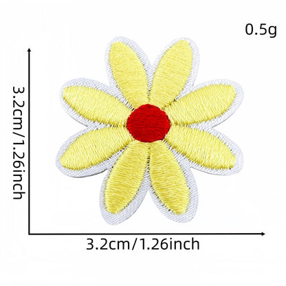daisy flower embroidered patches multicolor floral set iron on
