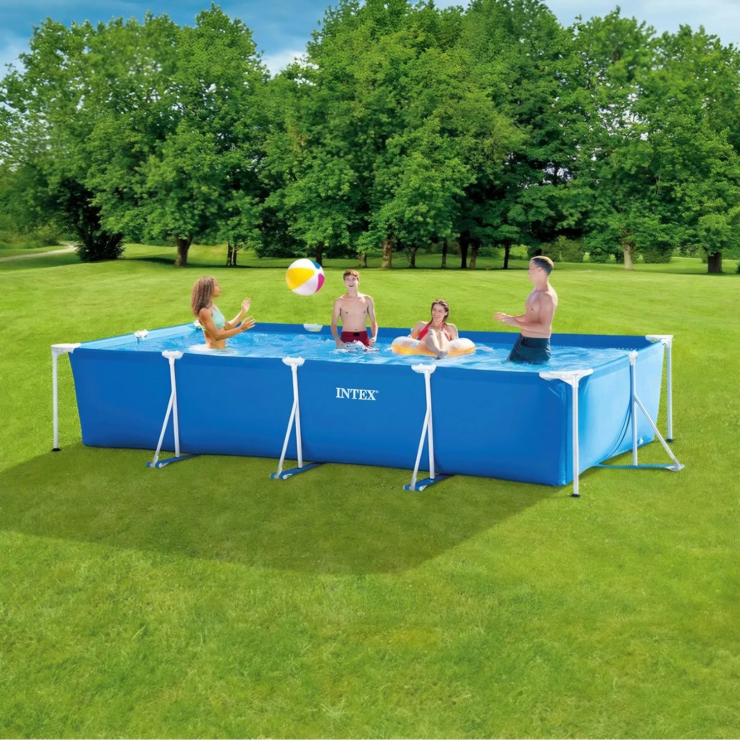 2026 Intex Piscine Rectangulaire 450×220×84 cm – Cadre Acier Résistant, PVC 3 Couches, Édition Limitée