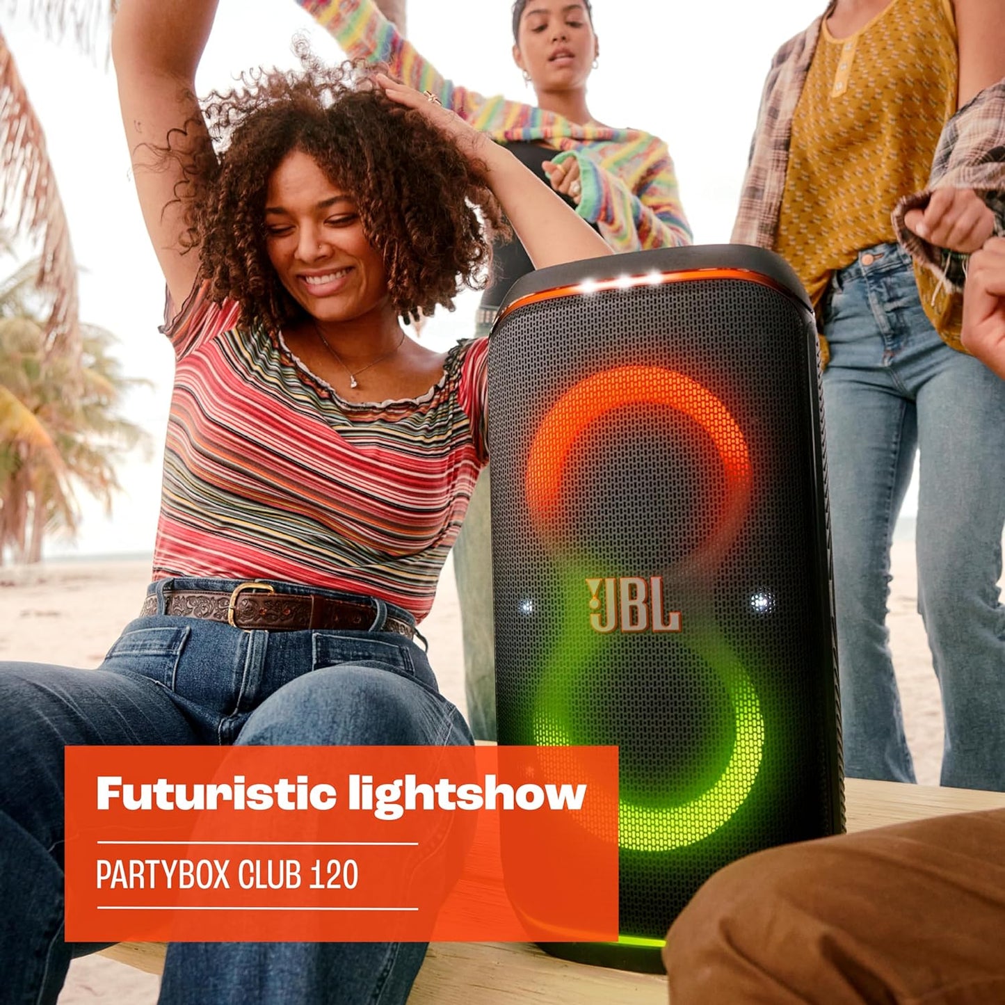 PartyBox Club 120,Enceinte portable de soirée,poignée pliable ergonomique,jeu de lumières,12 heures d'autonomie,résistante aux éclaboussures IPX4,noir,Prise européenne (Type C) -