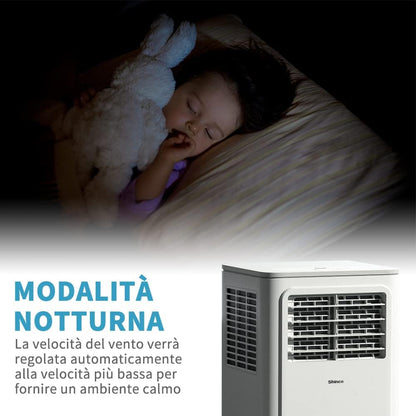 SHINCO Climatiseur mobile, 7000 BTU 2,05kW, Refroidir&Ventilation&Déshumidification, taille de la pièce jusqu'à 54m³(18㎡), Climatiseur mobile avec tuyau d'évacuation et tuyau de vidange, mode sommeil