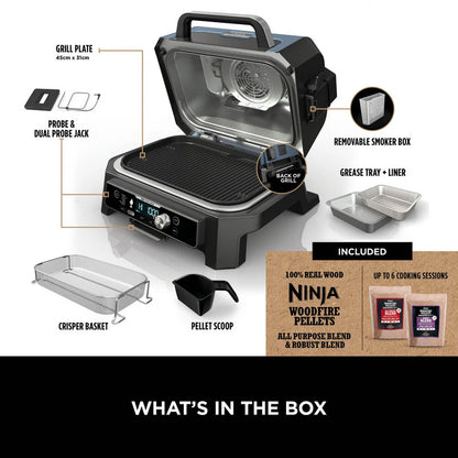 2026 Ninja Woodfire Pro Connect XL Barbecue et Fumoir Électrique avec Support et Housse