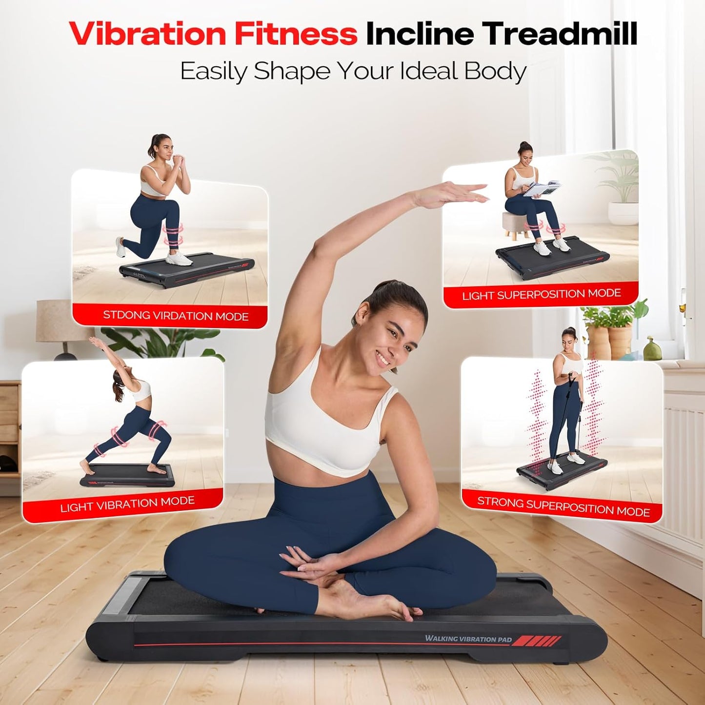 2026 Sperax Tapis de Marche Vibrant avec Application, Tapis de Course 3 en 1 Sous Bureau, 2,5HP Faible Bruit, Tapis de Marche avec Télécommande, Tapis de Course Portable pour Bureau à Domicile