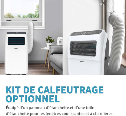 SHINCO Climatiseur mobile, 7000 BTU 2,05kW, Refroidir&Ventilation&Déshumidification, taille de la pièce jusqu'à 54m³(18㎡), Climatiseur mobile avec tuyau d'évacuation et tuyau de vidange, mode sommeil