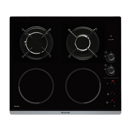 2026 Brandt BPI6413BM – Table de Cuisson Mixte Induction & Gaz, 4 Foyers, 9 Niveaux, Édition Limitée