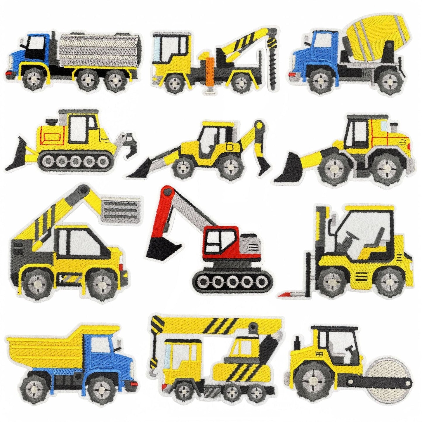 construction vehicle embroidered patches excavator truck iron on