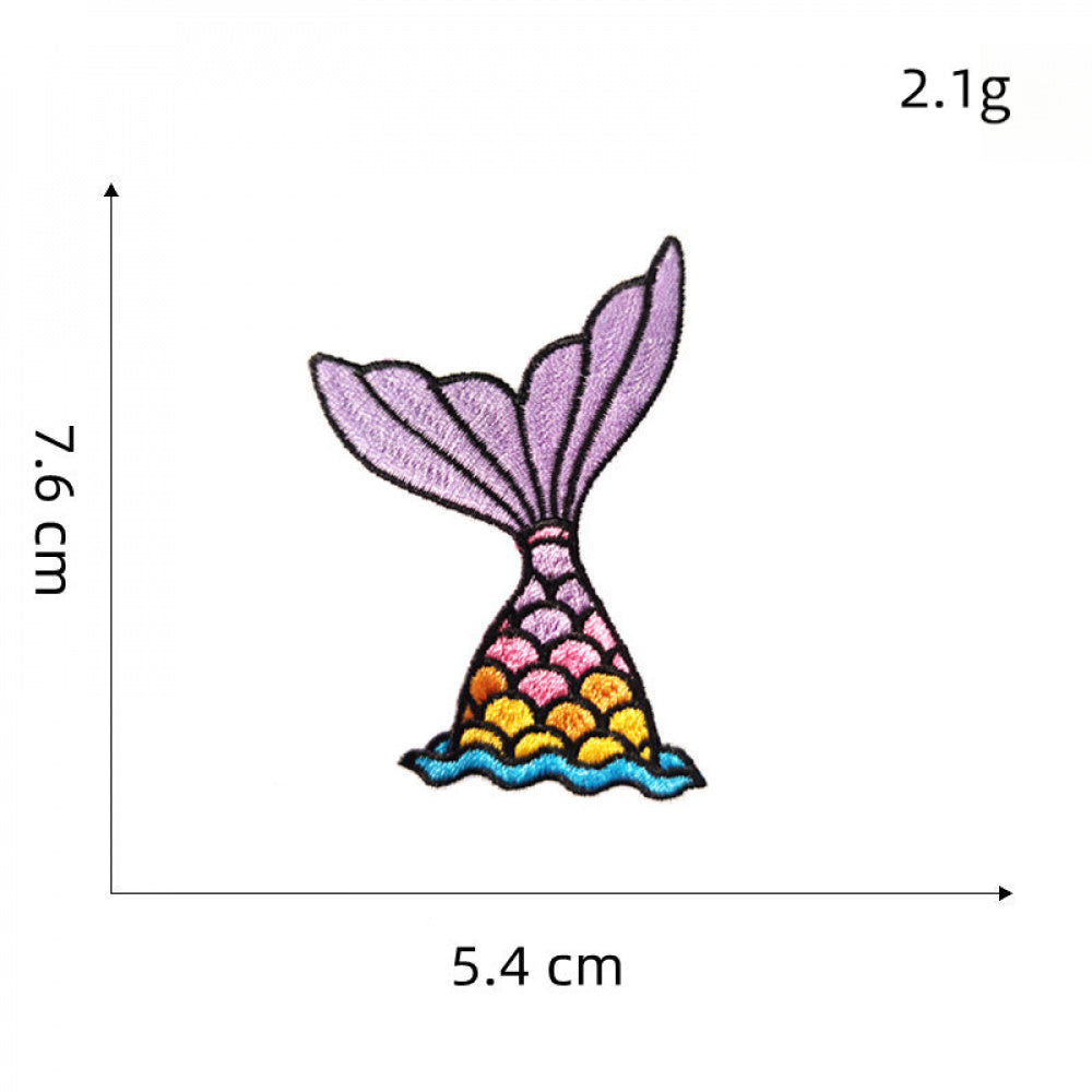 mermaid tail embroidered patches colorful ocean peel and stick