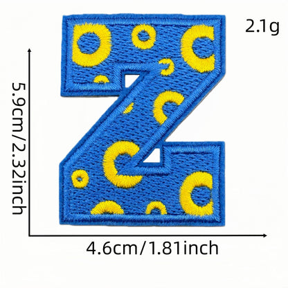 26 letter embroidered patches polka dot pattern A to Z iron on
