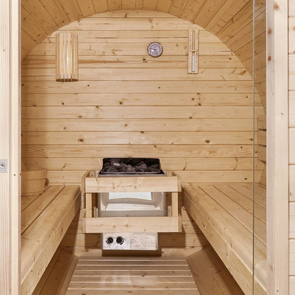 Sauna tonneau 2026 au Spitzberg avec four à sauna