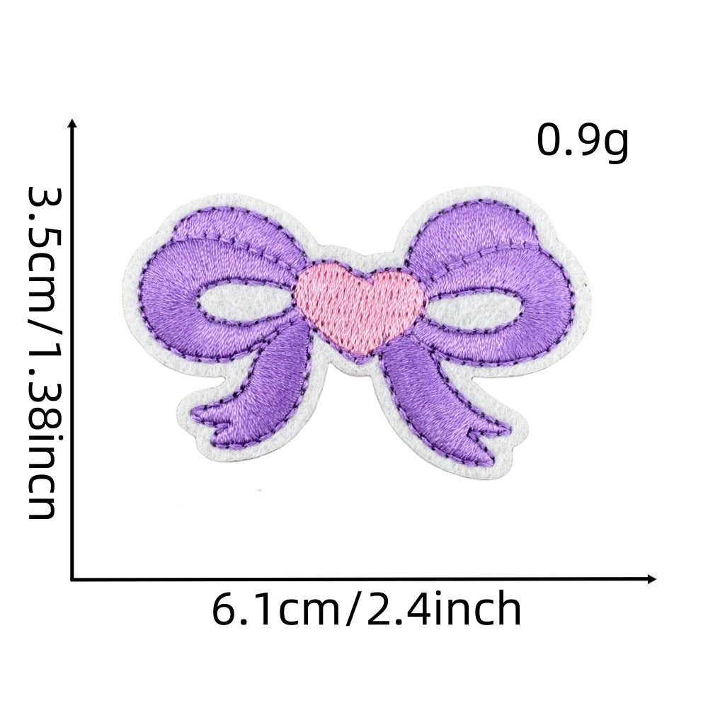 pink bow embroidered patches iron on