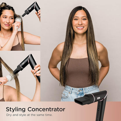 2026 Système de coiffage et de séchage Shark HD430 FlexStyle, sèche-cheveux brosse puissant et multi-styler avec boucleurs Auto-Wrap, brosse plate, brosse ovale et embout concentrateur, coloris Stone