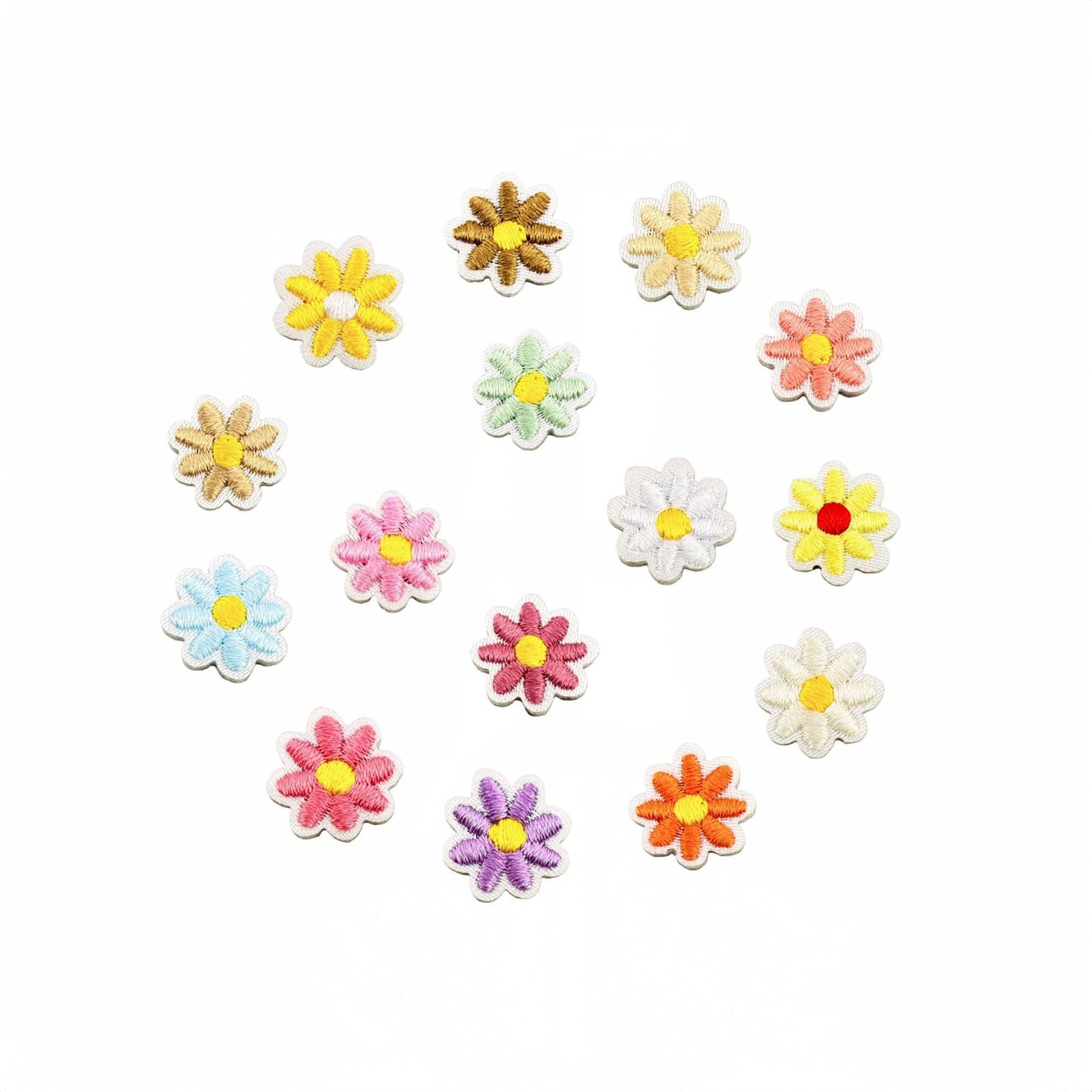 daisy flower embroidered patches multicolor floral set iron on