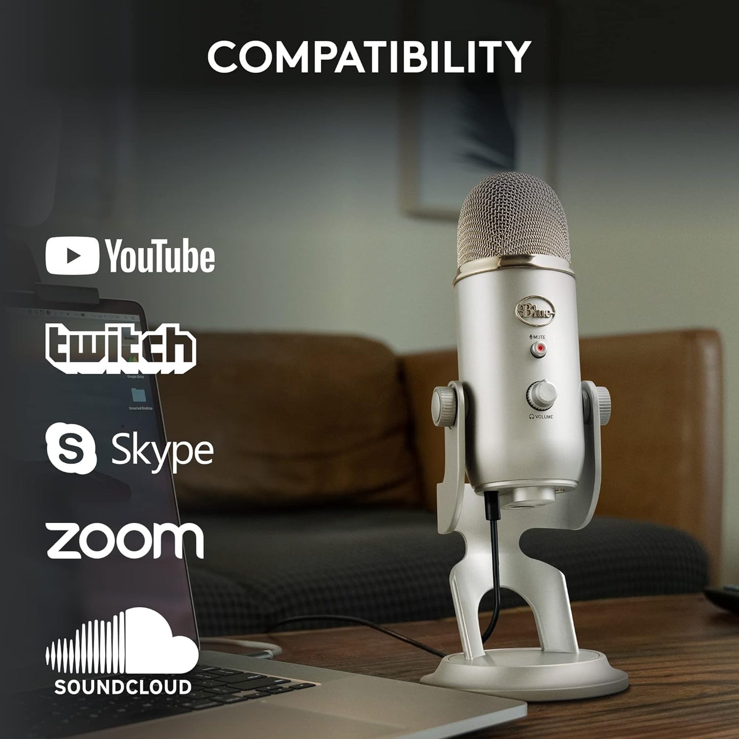 2026 Logitech for Creators Microphone USB Blue Yeti (Noir)