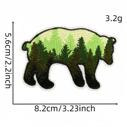 scenic bear embroidered patches nature landscape design iron on