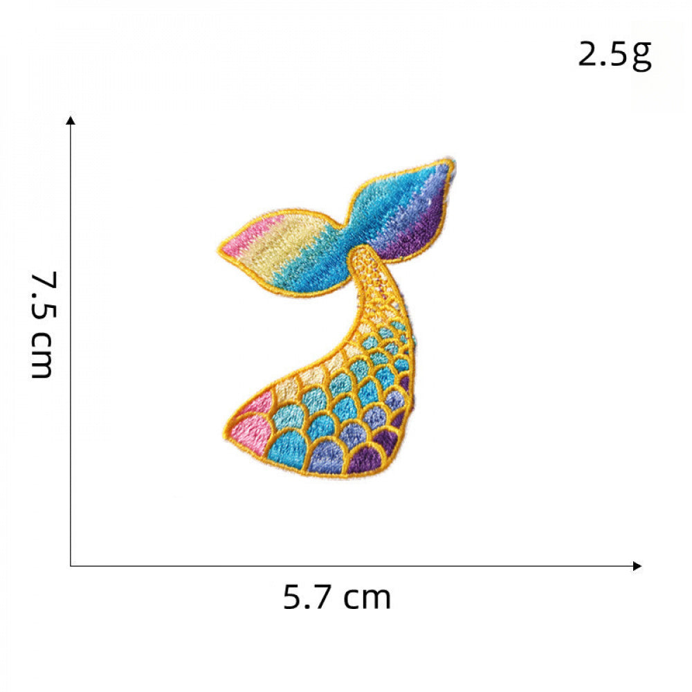 mermaid tail embroidered patches colorful ocean peel and stick
