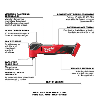 2026 Outil Multifonction Oscillant sans Fil Milwaukee 2836-20 M18 FUEL 18V Li-Ion – Outil Seul
