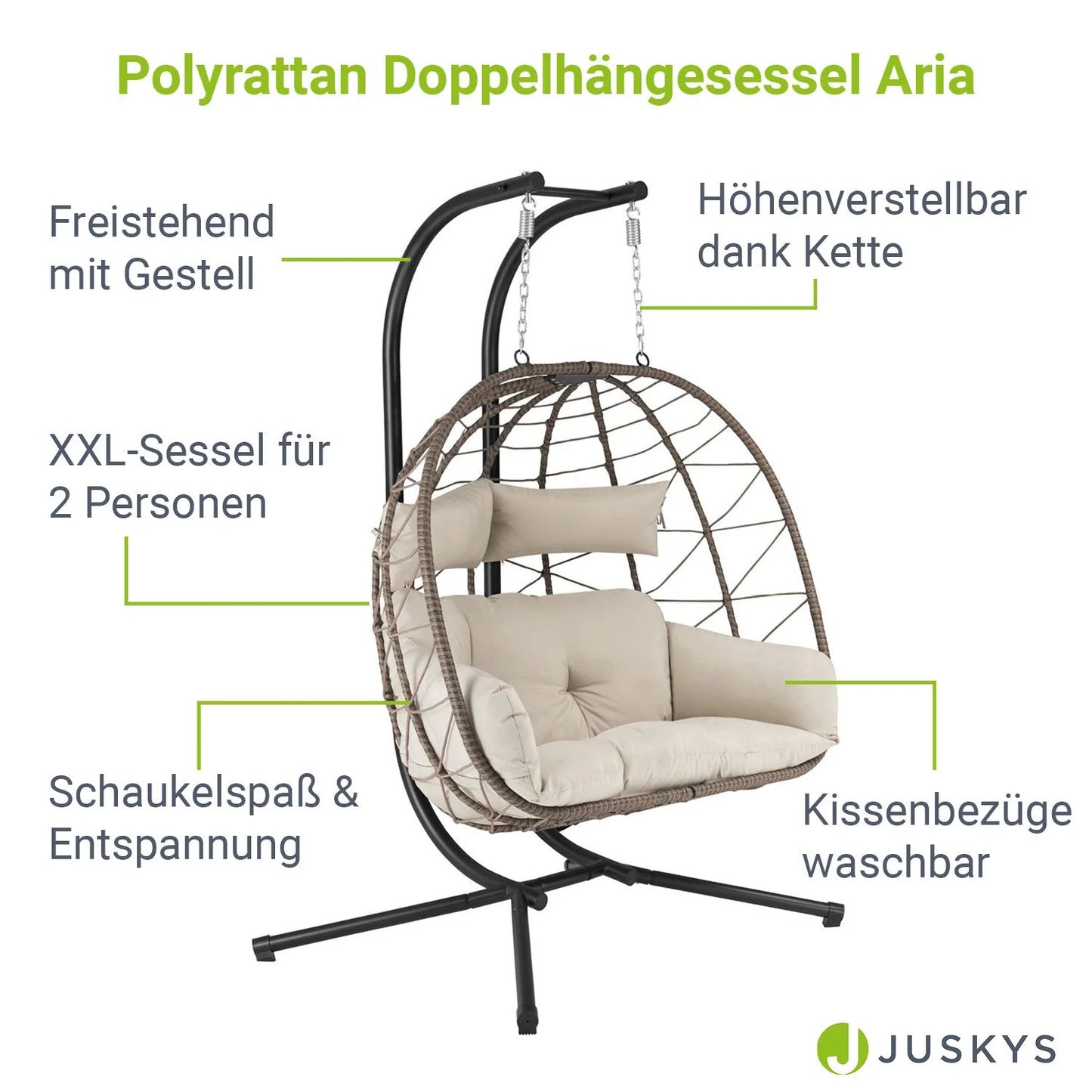 Fauteuil suspendu double en polyrotin Aria 2026