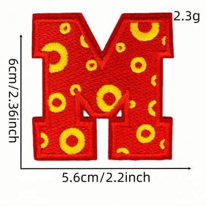 26 letter embroidered patches polka dot pattern A to Z iron on