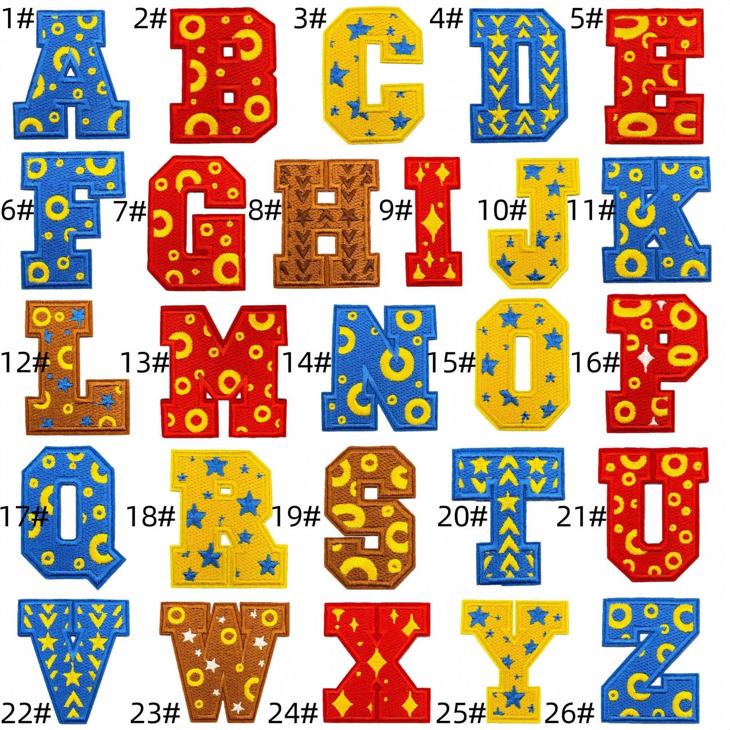 26 letter embroidered patches polka dot pattern A to Z iron on