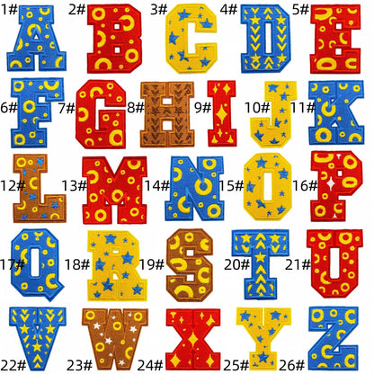 26 letter embroidered patches polka dot pattern A to Z iron on