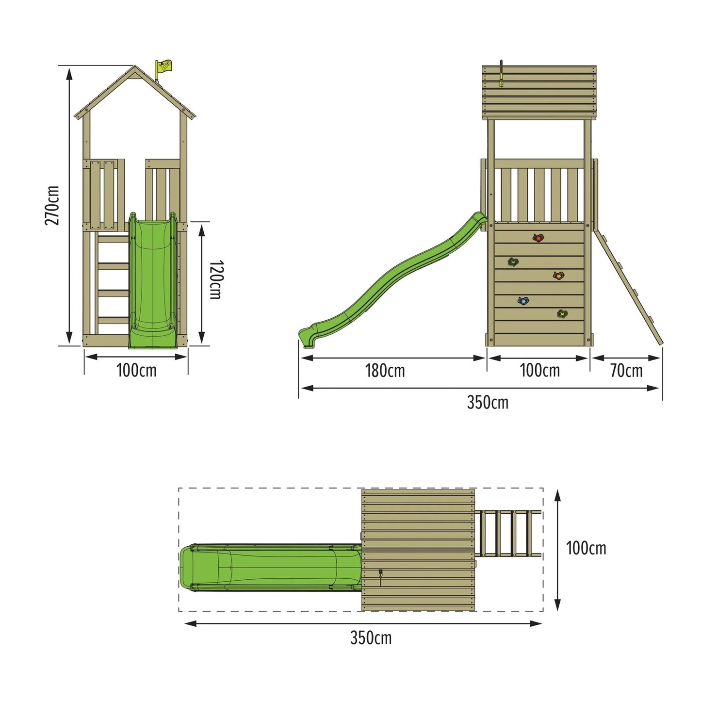 Structure d’escalade en bois TP Skywood avec toboggan ondulé - certifiée FSC®
