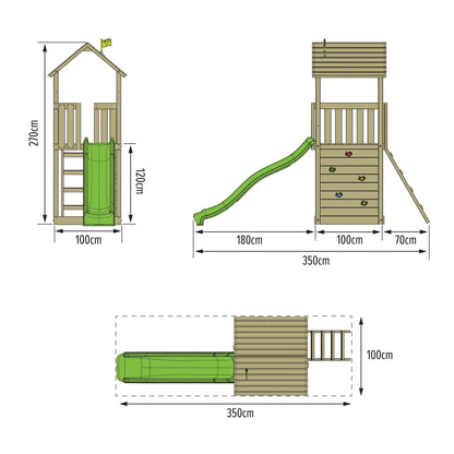 Structure d’escalade en bois TP Skywood avec toboggan ondulé - certifiée FSC®