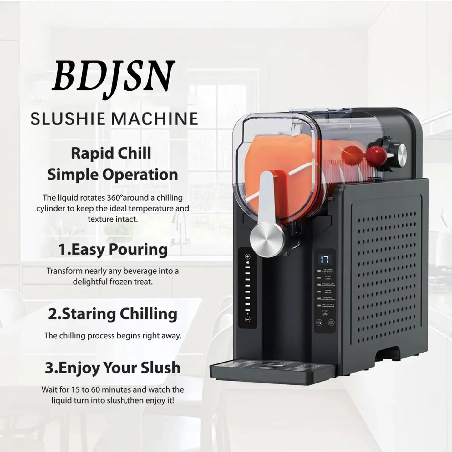 2026 Machine à Boissons Slush Automatique, 1600 ml, Machine à Glace Soft, Pas de Glace Nécessaire, Écran LED, 6 Programmes Préréglés, Pour Maison, Restaurant, Bureau, Snack Bar, Magasin de Boissons Fraîches