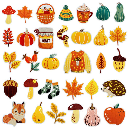 autumn harvest embroidered patches fall seasonal design iron on