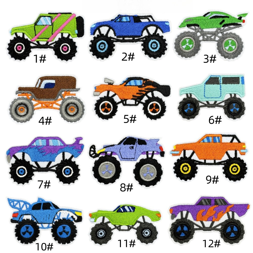 monster truck embroidered patches off road vehicle design iron on